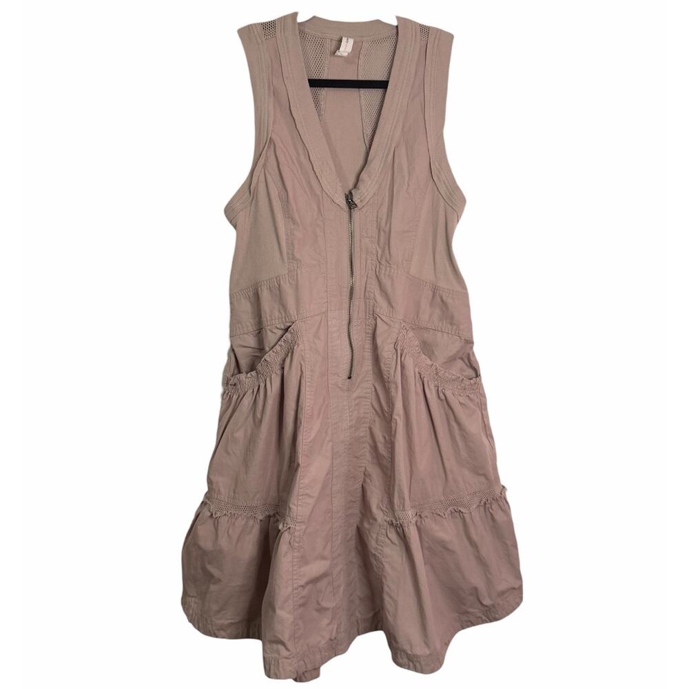 Daily Practice Anthropologie Trek Utility Mini Dress Small Muted Rose Pink Zip